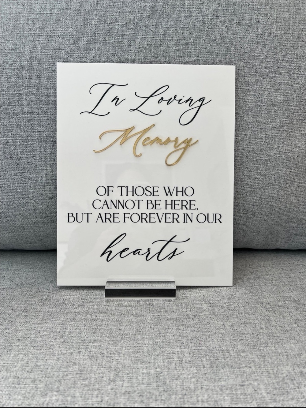 In Loving Memory Wedding Signage Sign - White and Gold